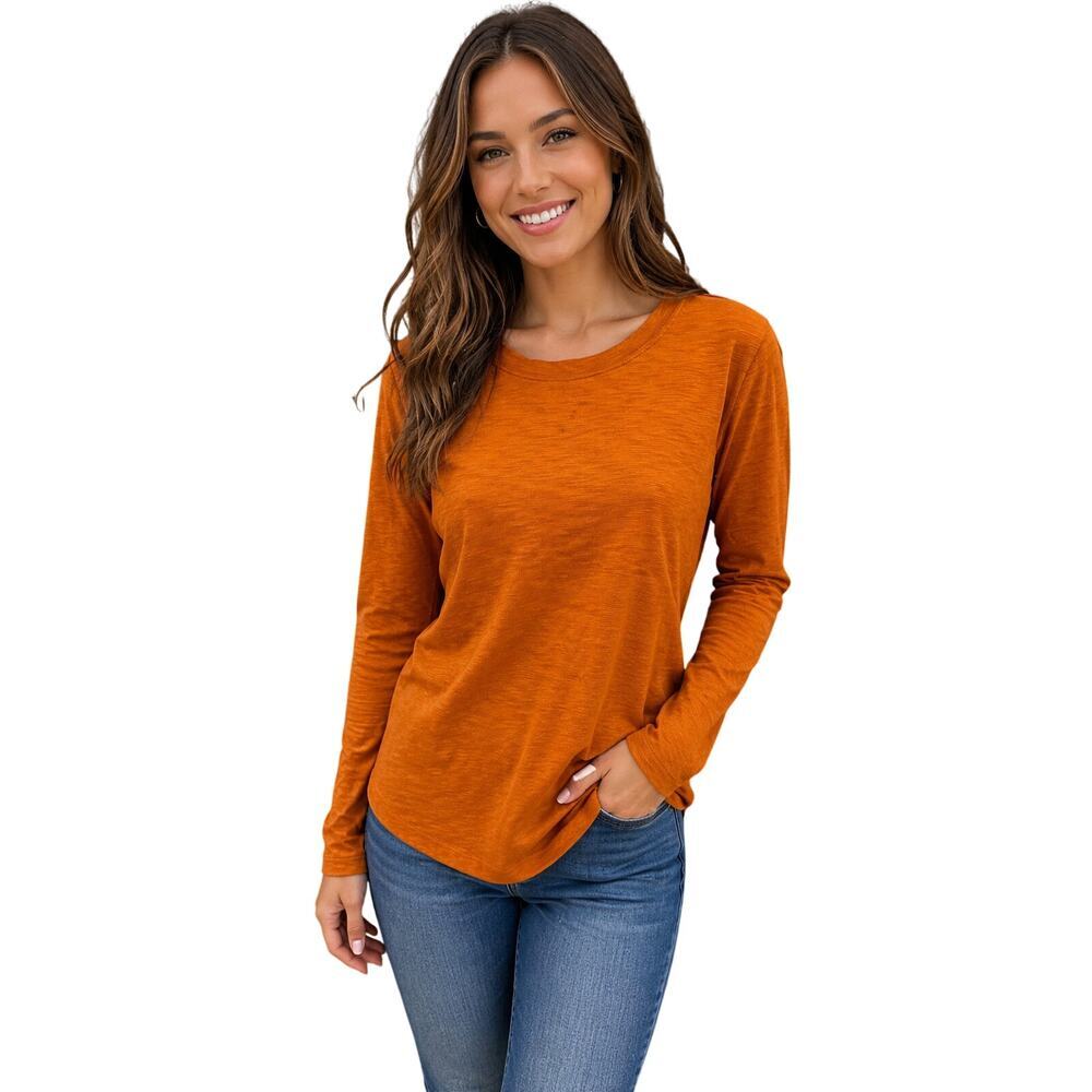 J. Crew fall orange minimalist girlfriend tee sz M NWOT long sleeve Career
